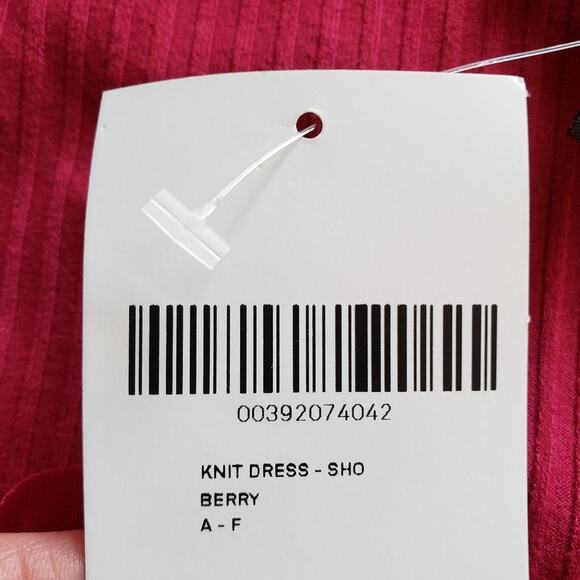 NWT Forever 21+ Long Sleeve Ruffle Short Stretch Knit Dress in Berry Size 1X - Picture 11 of 12